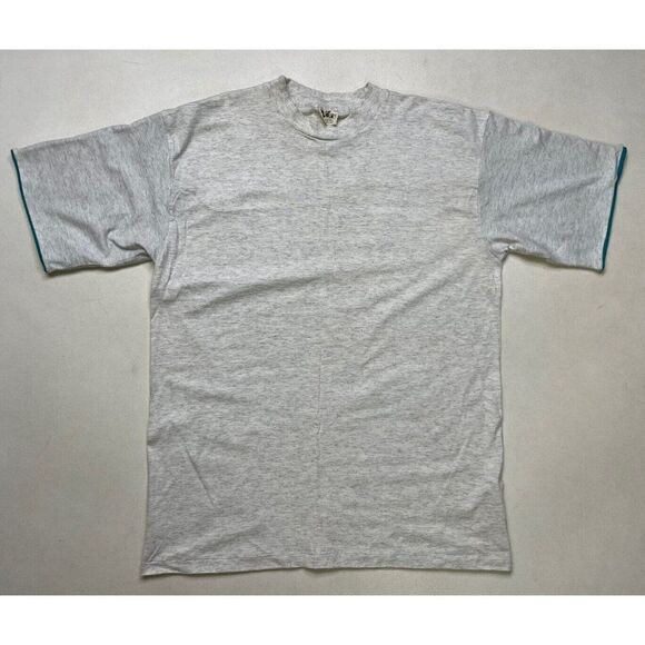 VINTAGE Top Tee Blank T-shirt Men Large USA 80s 90s Single Stitch - Picture 1 of 9